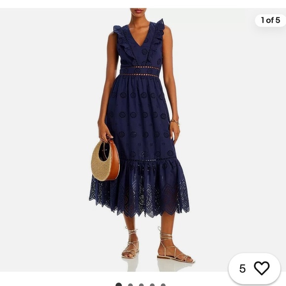 Aqua Eyelet Midi Dress - Picture 6 of 14